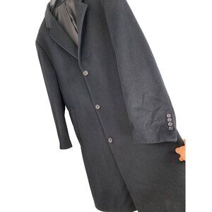 VTG Lauren Ralph Lauren Mens Black Wool Pirro Trench Coat Size 44R RCC10701 GUC
